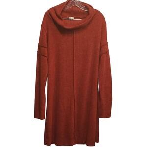 Za Zen Red Long Sleeve Tunic Sweater Cowl Pullover Midi Dress Size XXL